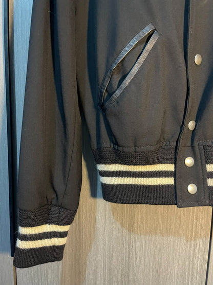 Saint Laurent Leather Sleeves Varsity Jacket