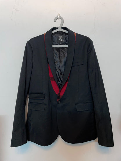 alexander mcqueen patchwork collar suit jacket