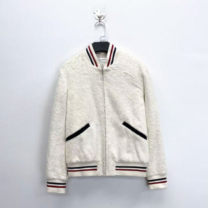 Saint Laurent White Teddy Bomber Jacket