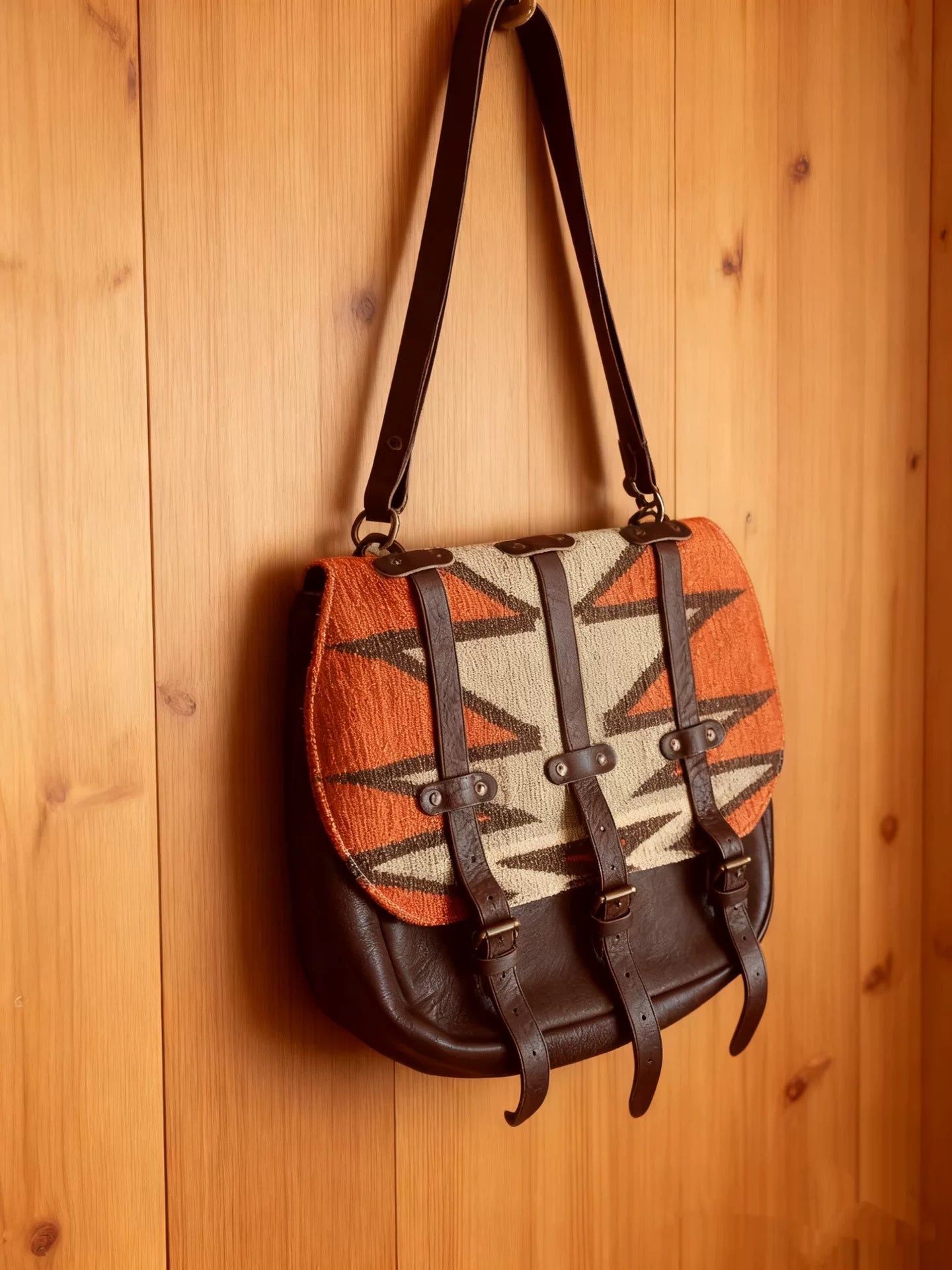 RRL Vintage Italian Wool Leather Messenger Bag