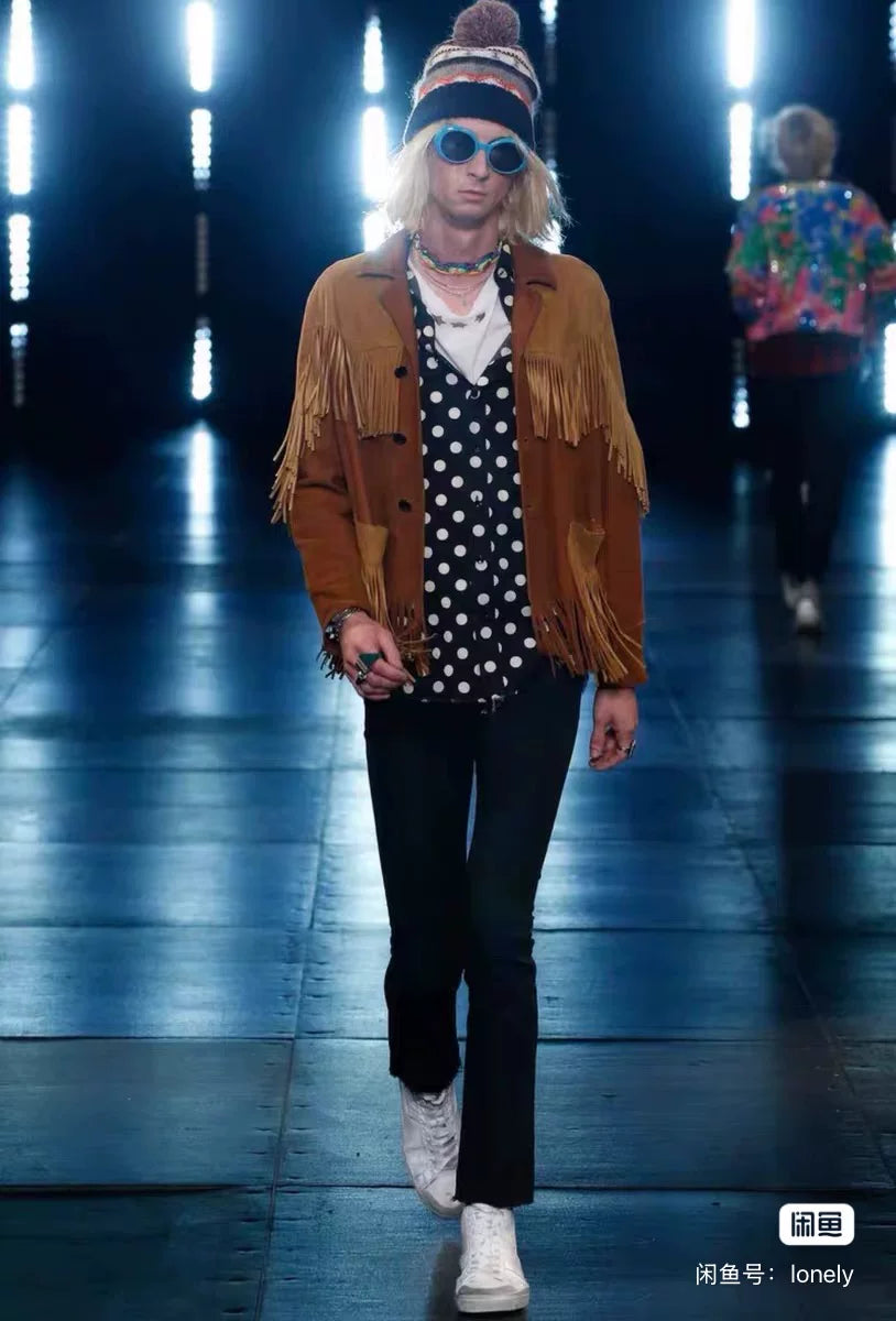 Saint Laurent Polka Dot Shirt with Fringes