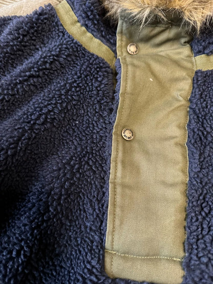 cozy navy fleece pullover with hood