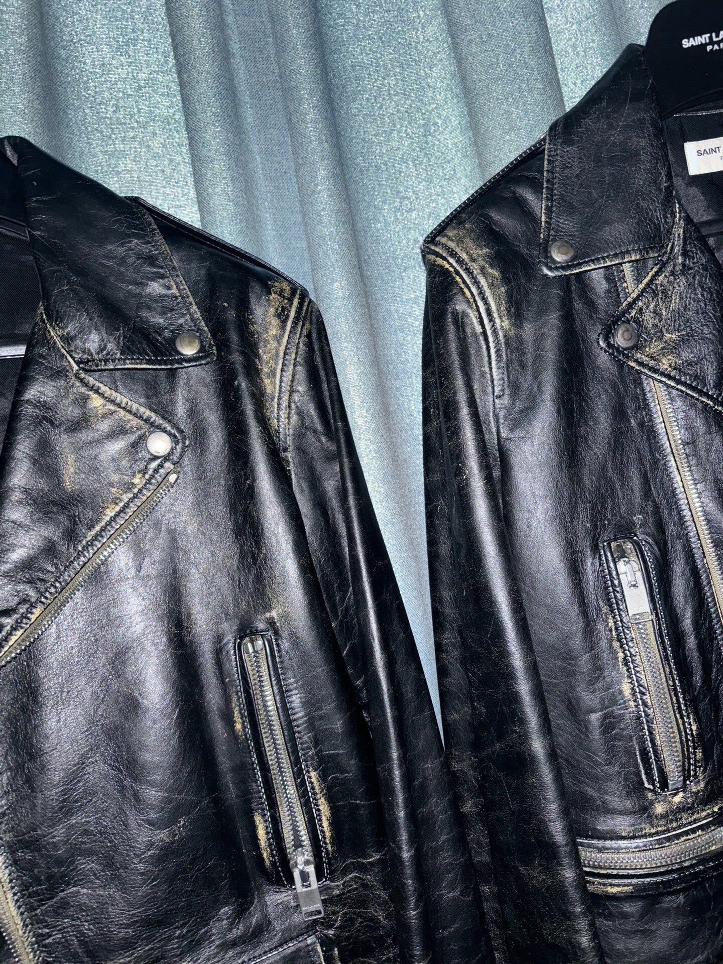 saint laurent distressed fringe leather jacket