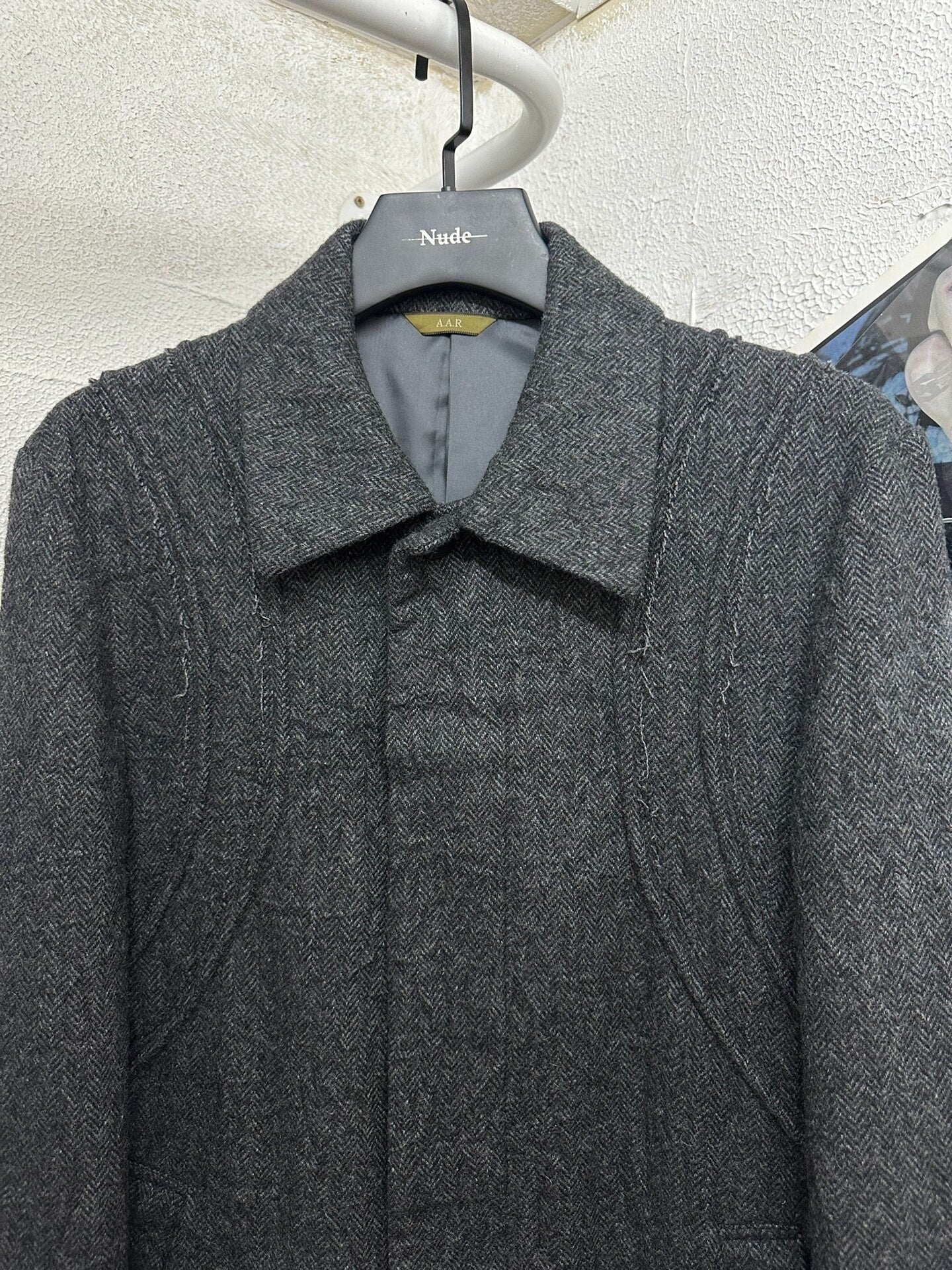 yohji yamamoto wool coat with unique design
