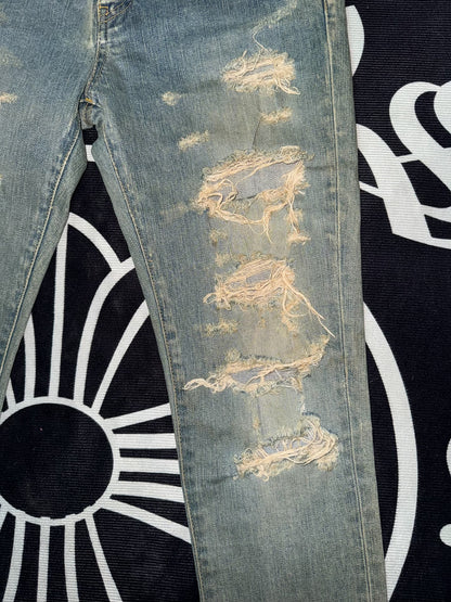 Saint Laurent Light Blue Distressed Jeans