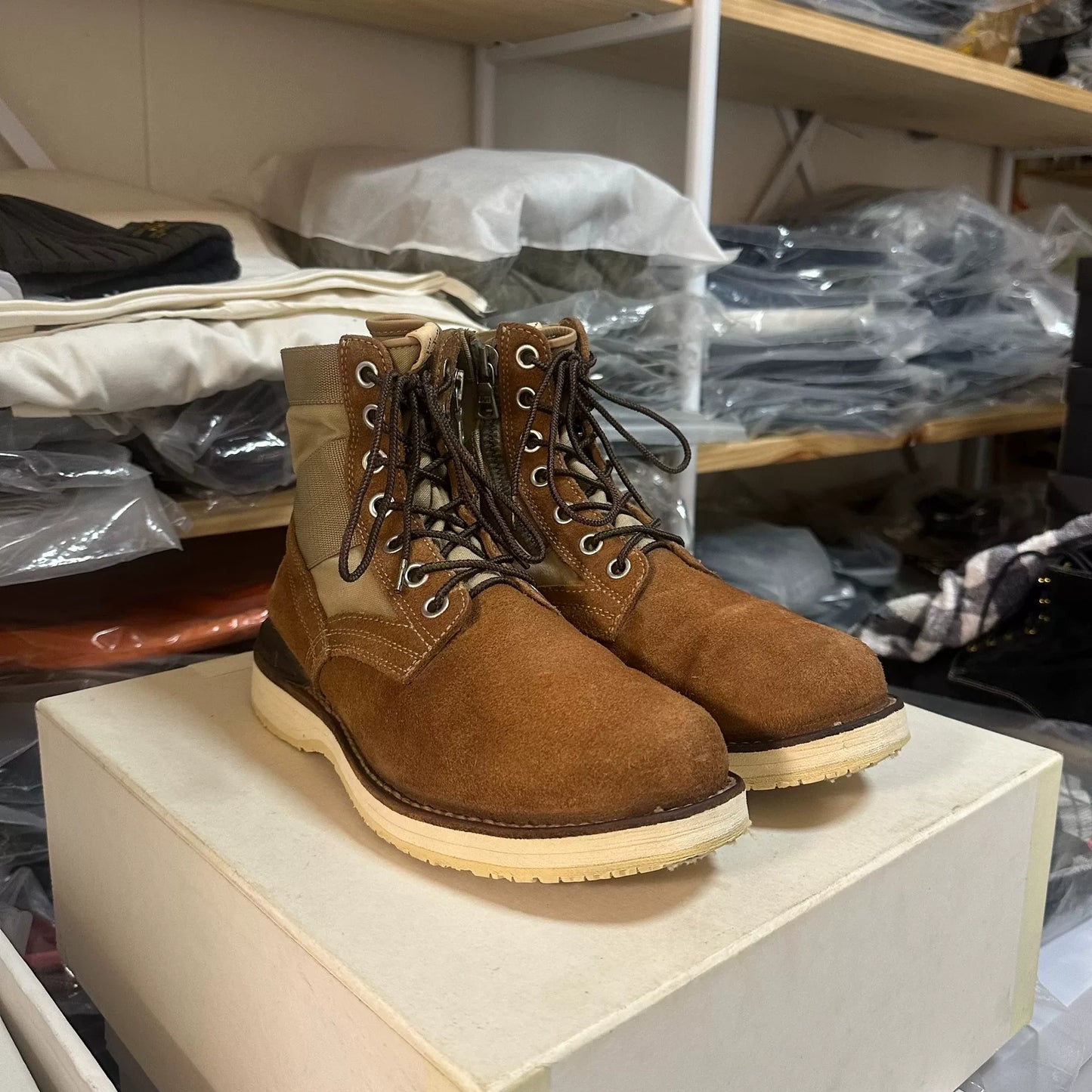 visvim camel boots with perfect leather condition