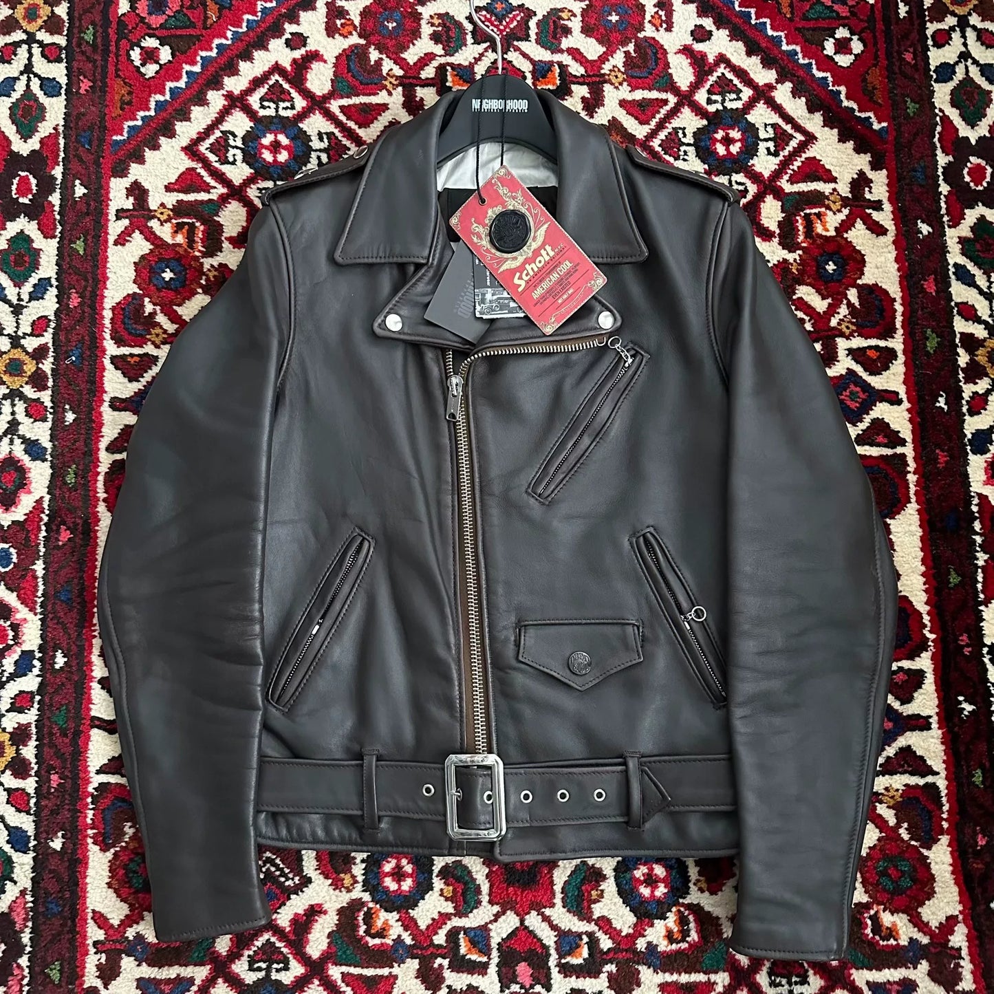 nbhd x schott leather jacket size 36