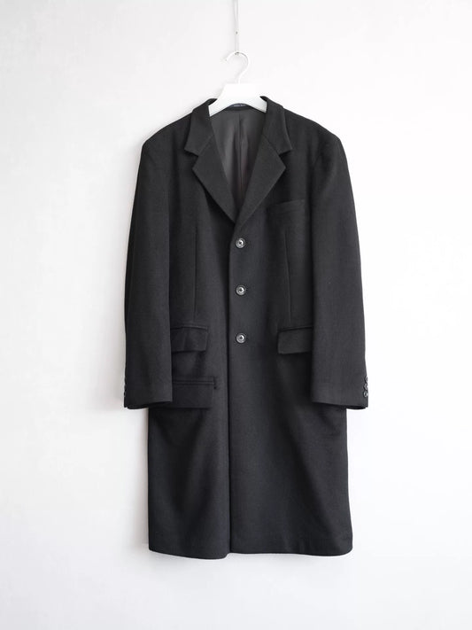 yohji yamamoto wool coat with notch collar