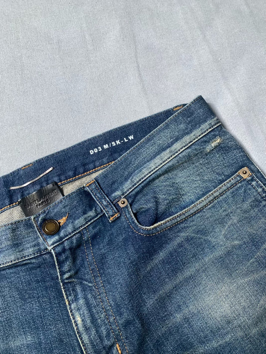 Saint Laurent Ripped Slim Low-Rise Jeans