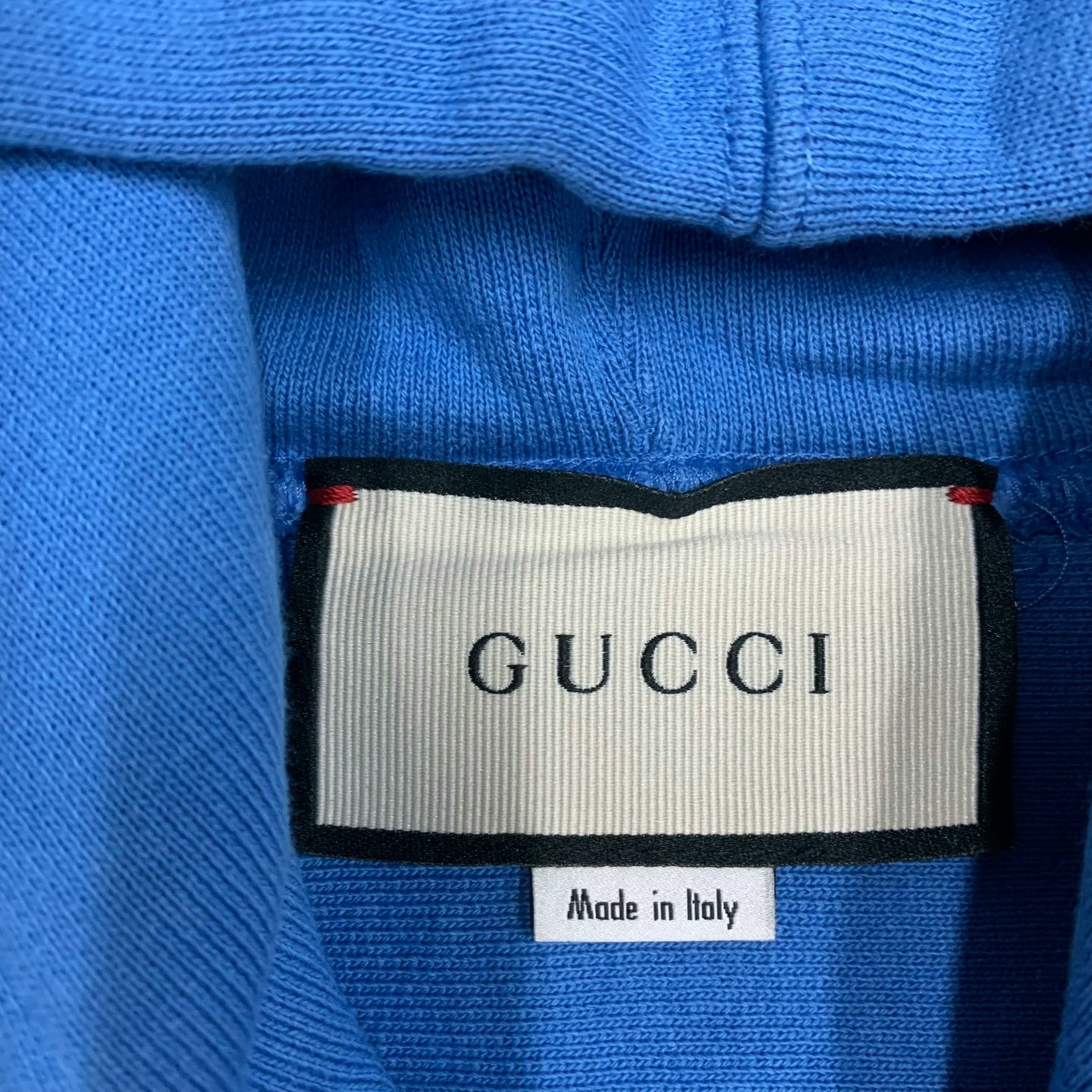 gucci blue logo hoodie with drawstrings
