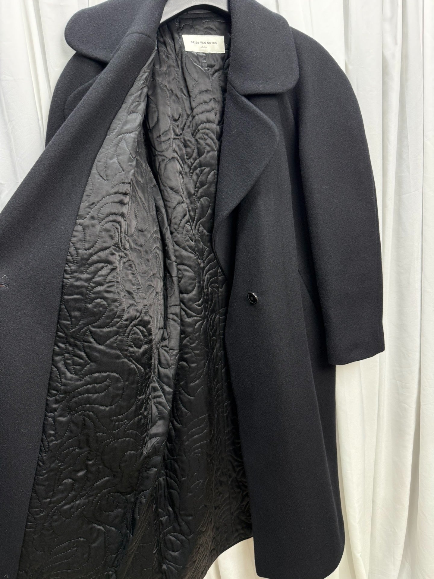 Dries van Noten Round Shoulder Wool Coat