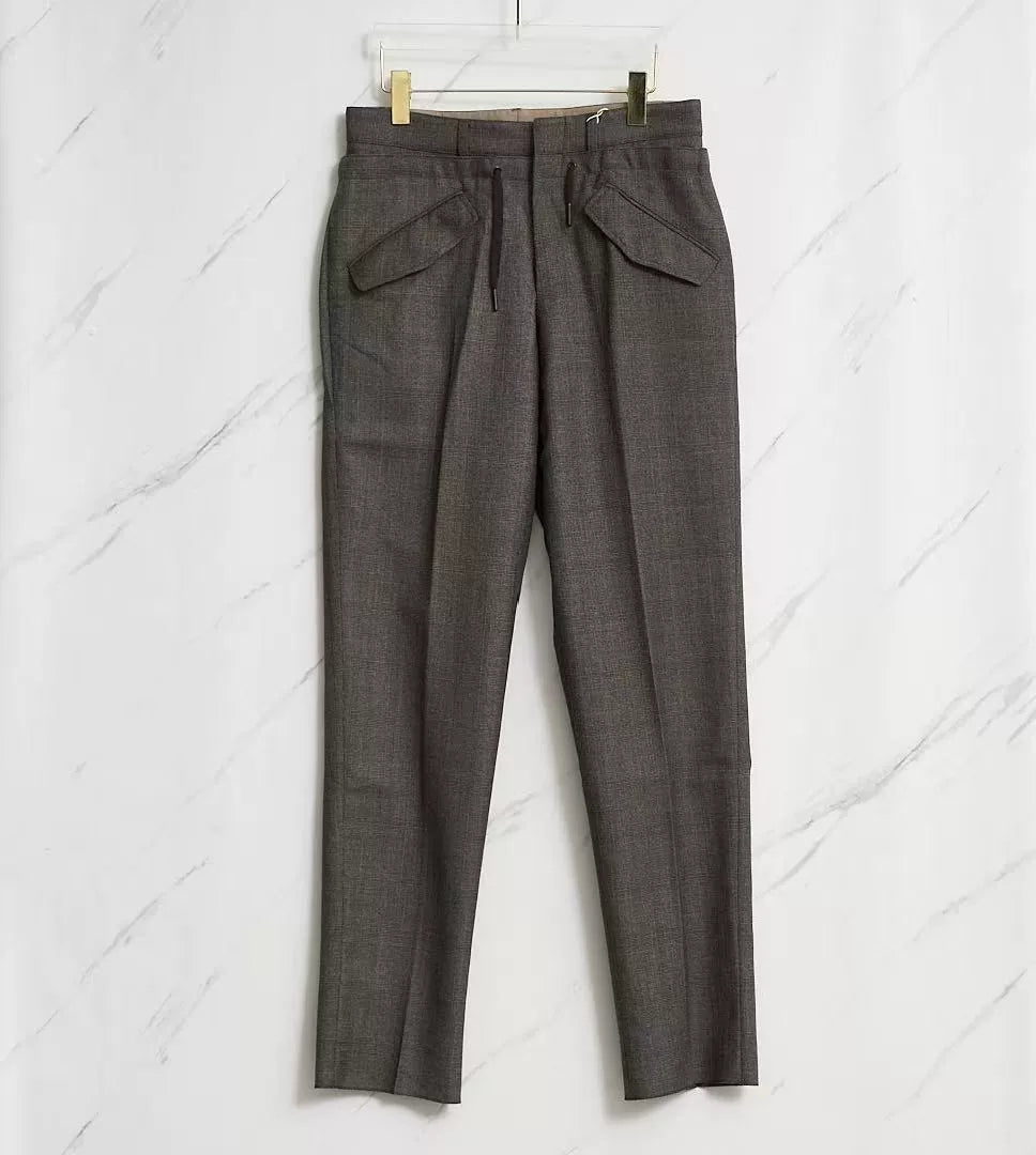 Saint Laurent Brown Checkered Drawstring Pants