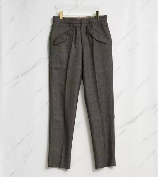 Saint Laurent Brown Checkered Drawstring Pants