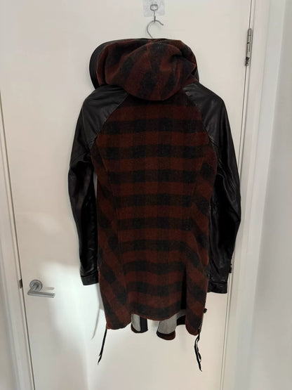 wool and leather hooded jacket
