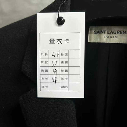 Saint Laurent Black Wool Embroidered Logo Blazer