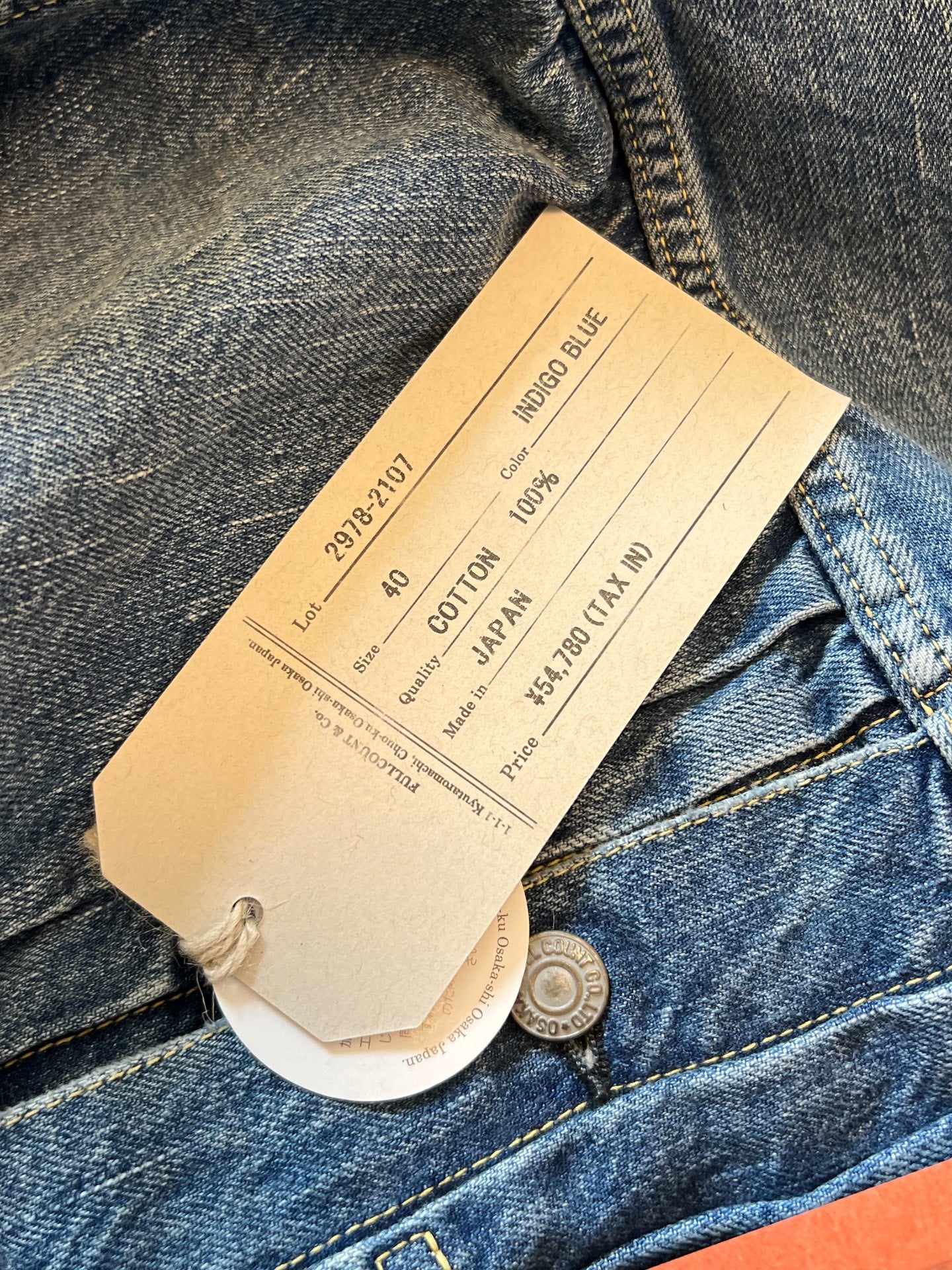 FULLCOUNT Washed Distressed Denim Jacket