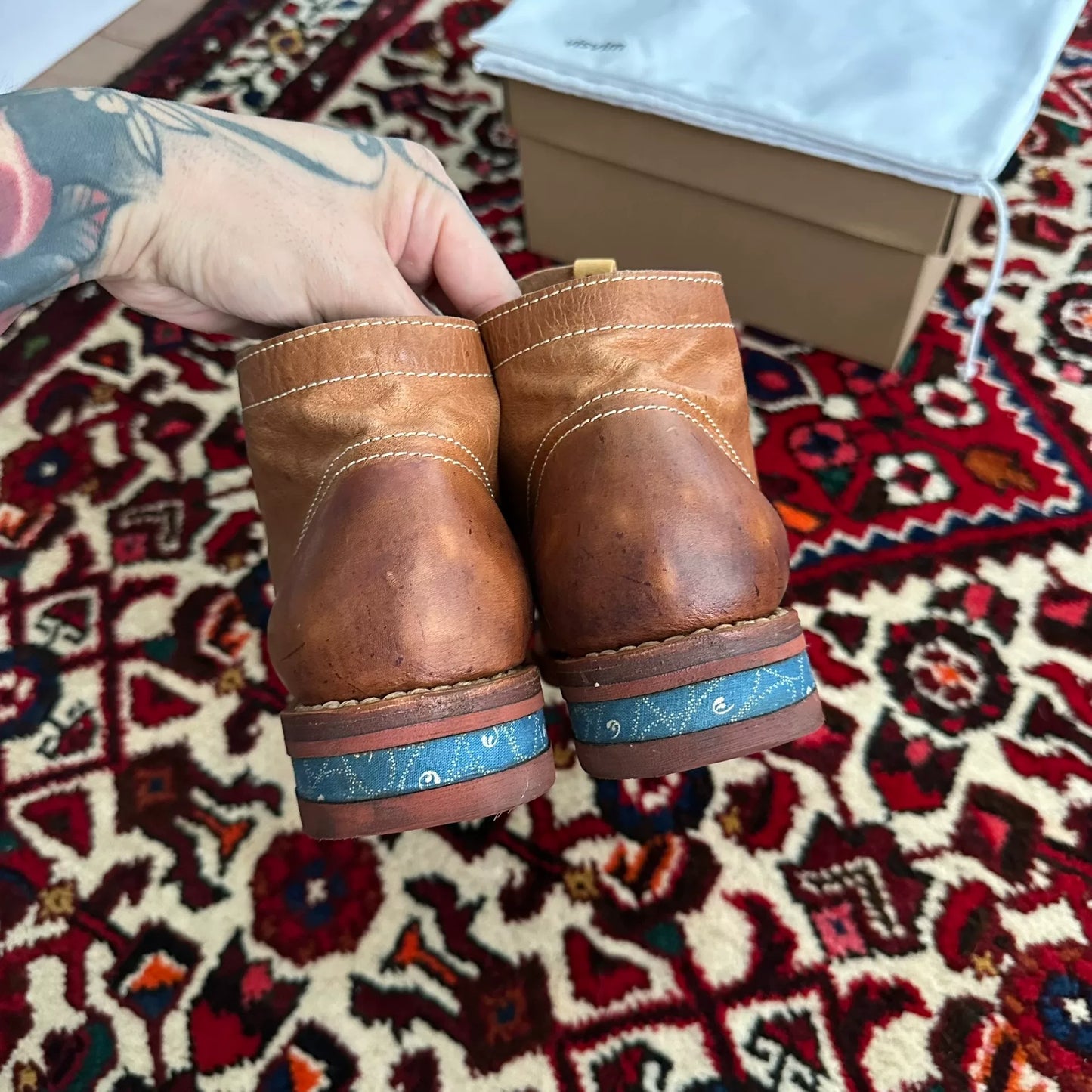 visvim brigadier boots in mid brown