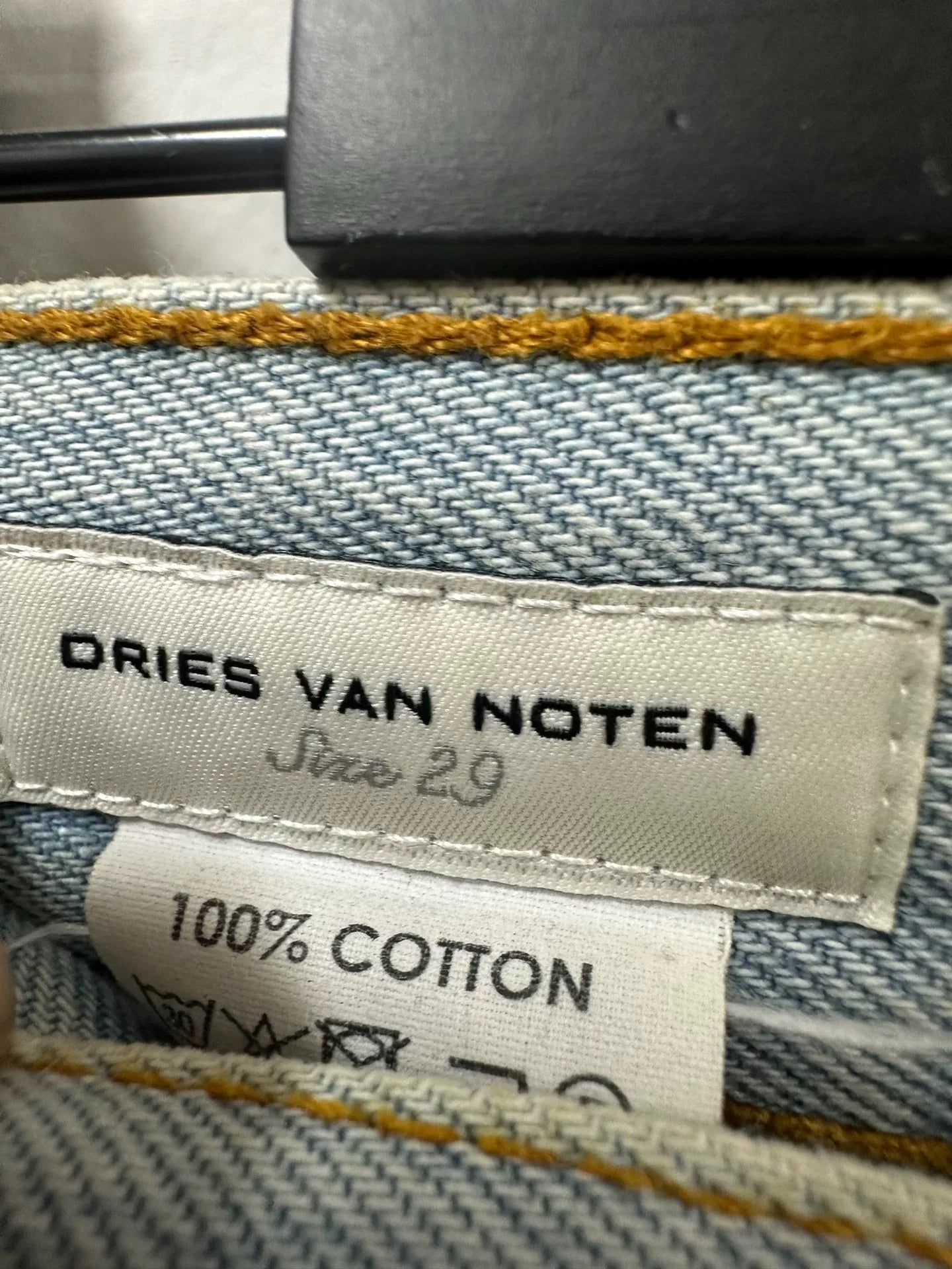 drapes van noten water-washed denim pants