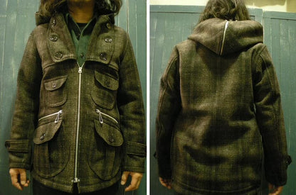 vintage gray plaid wool jacket