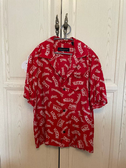 Louis Vuitton Red Hawaiian Short Sleeve Shirt