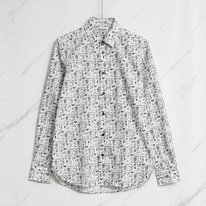 Saint Laurent Men's White Printed Shirt