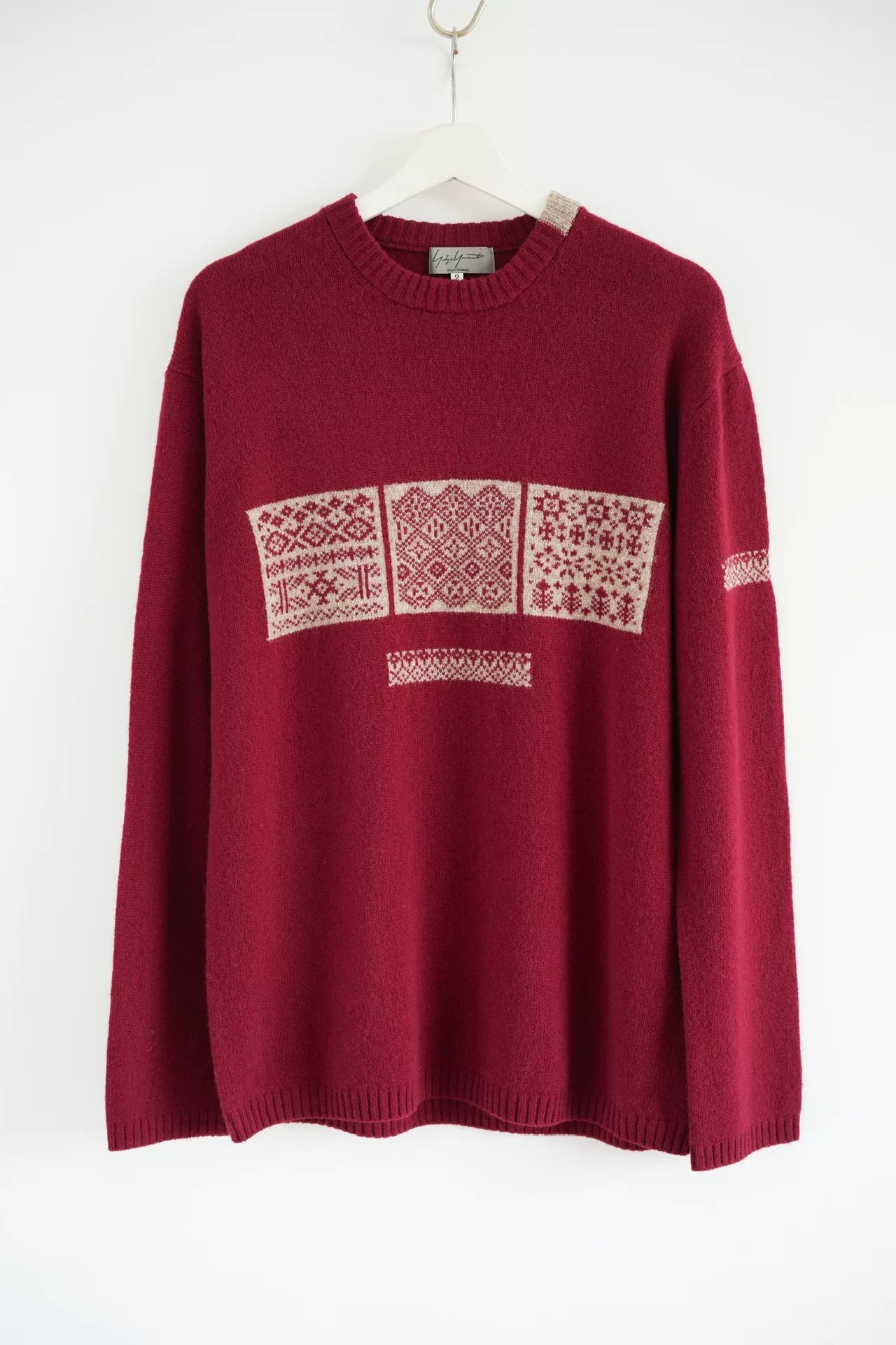 yohji yamamoto burgundy ethnic style sweater