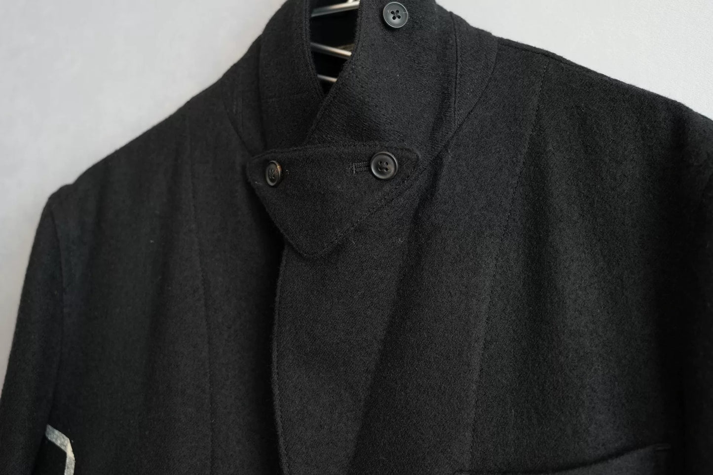yohji yamamoto wool coat with print design