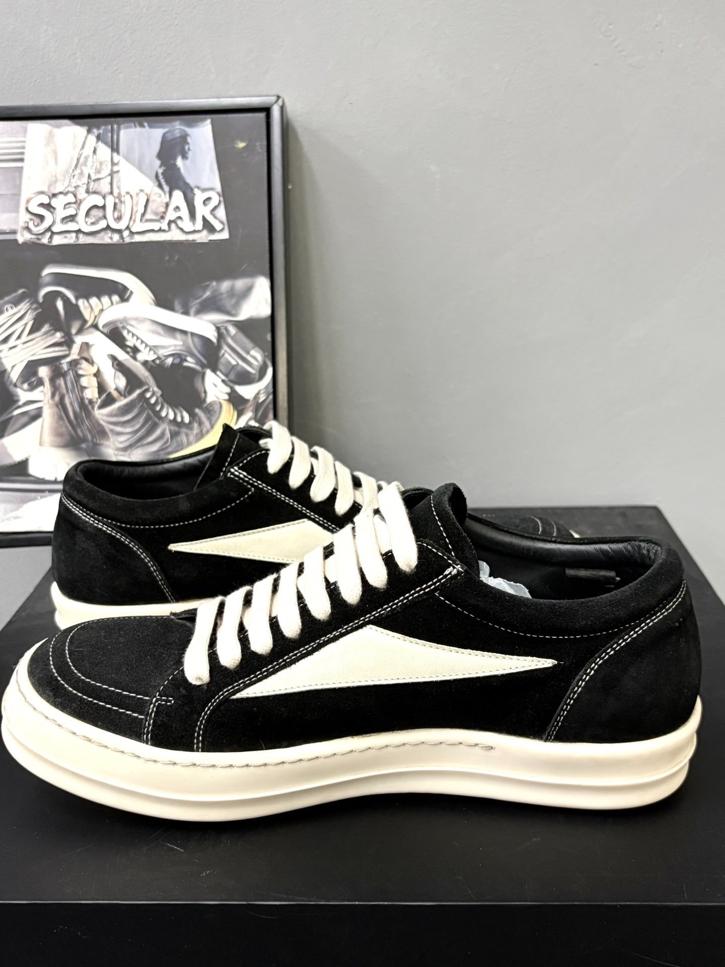 Rick Owens Main Line Black Suede Sneakers 41