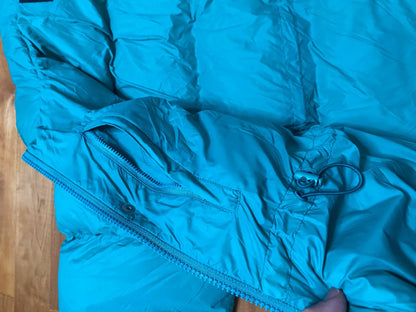 stylish teal puffer jacket for winter wear