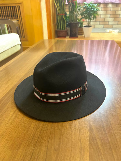 black rabbit fur fedora hat