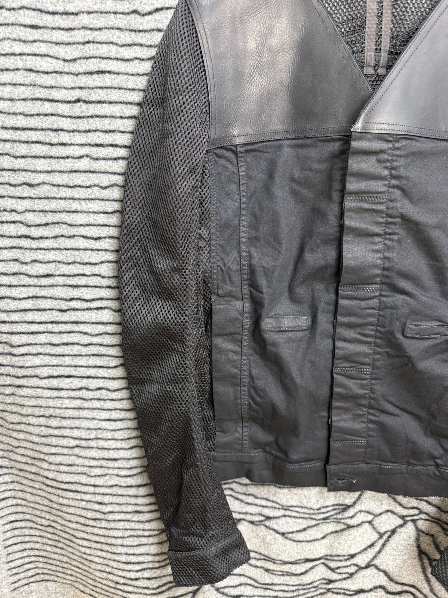 Rick Owens Mesh Leather Panel Jacket M