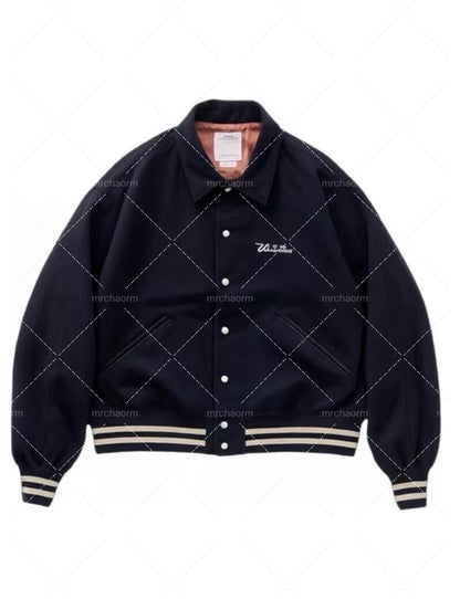 visvim crestwood varsity jacket in green