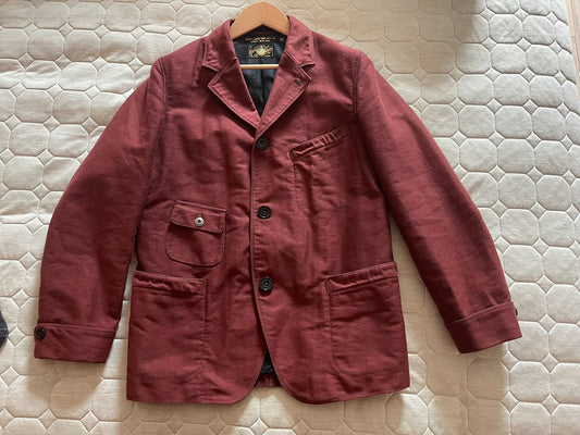 rich red heavy moleskin jacket for men