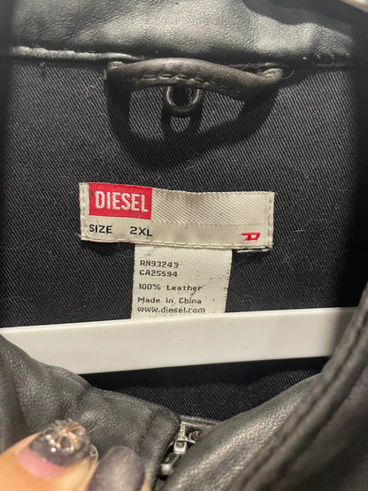 diesel leather biker jacket size xxl