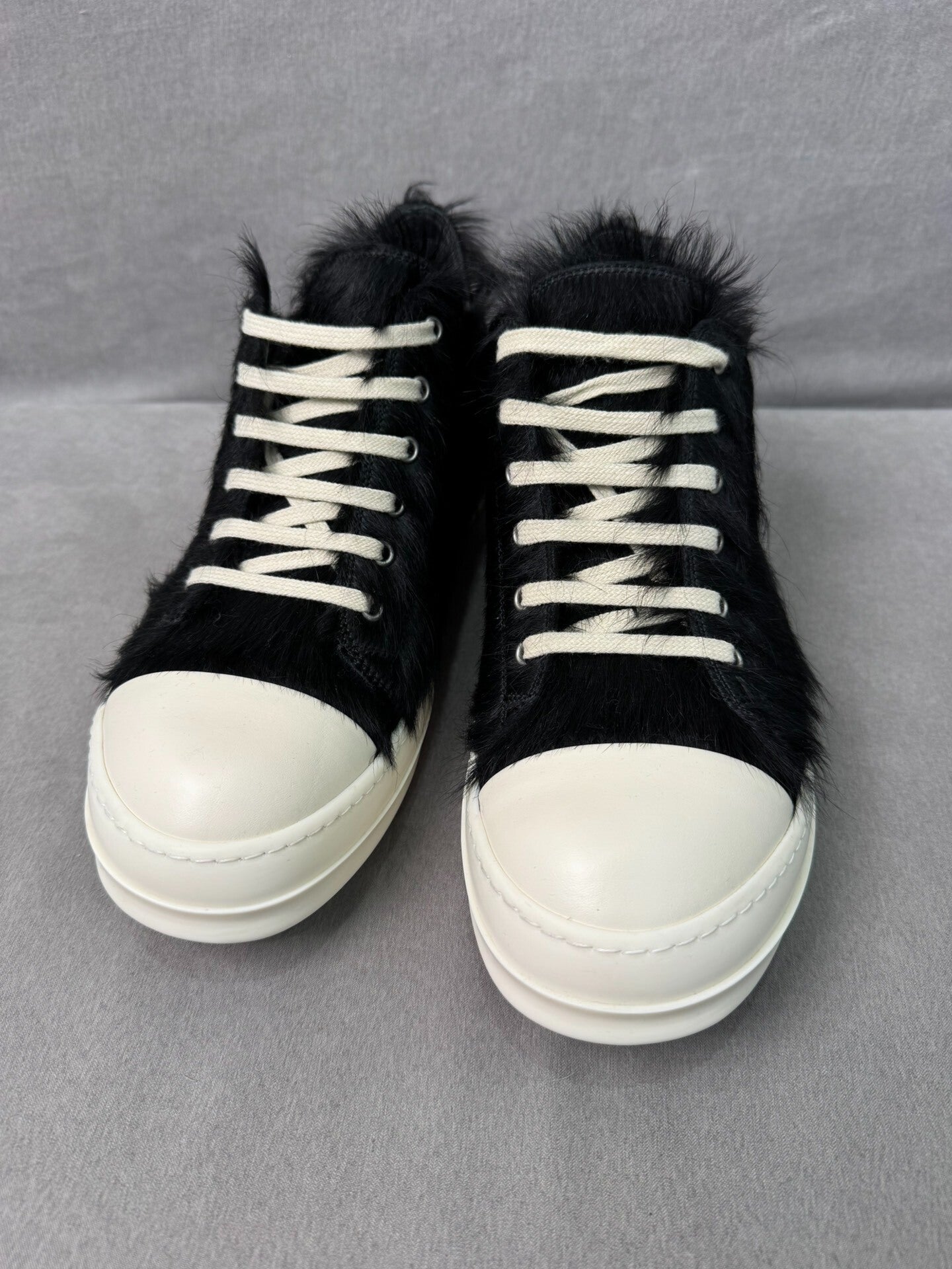Rick Owens Horsehair High-Top Black White