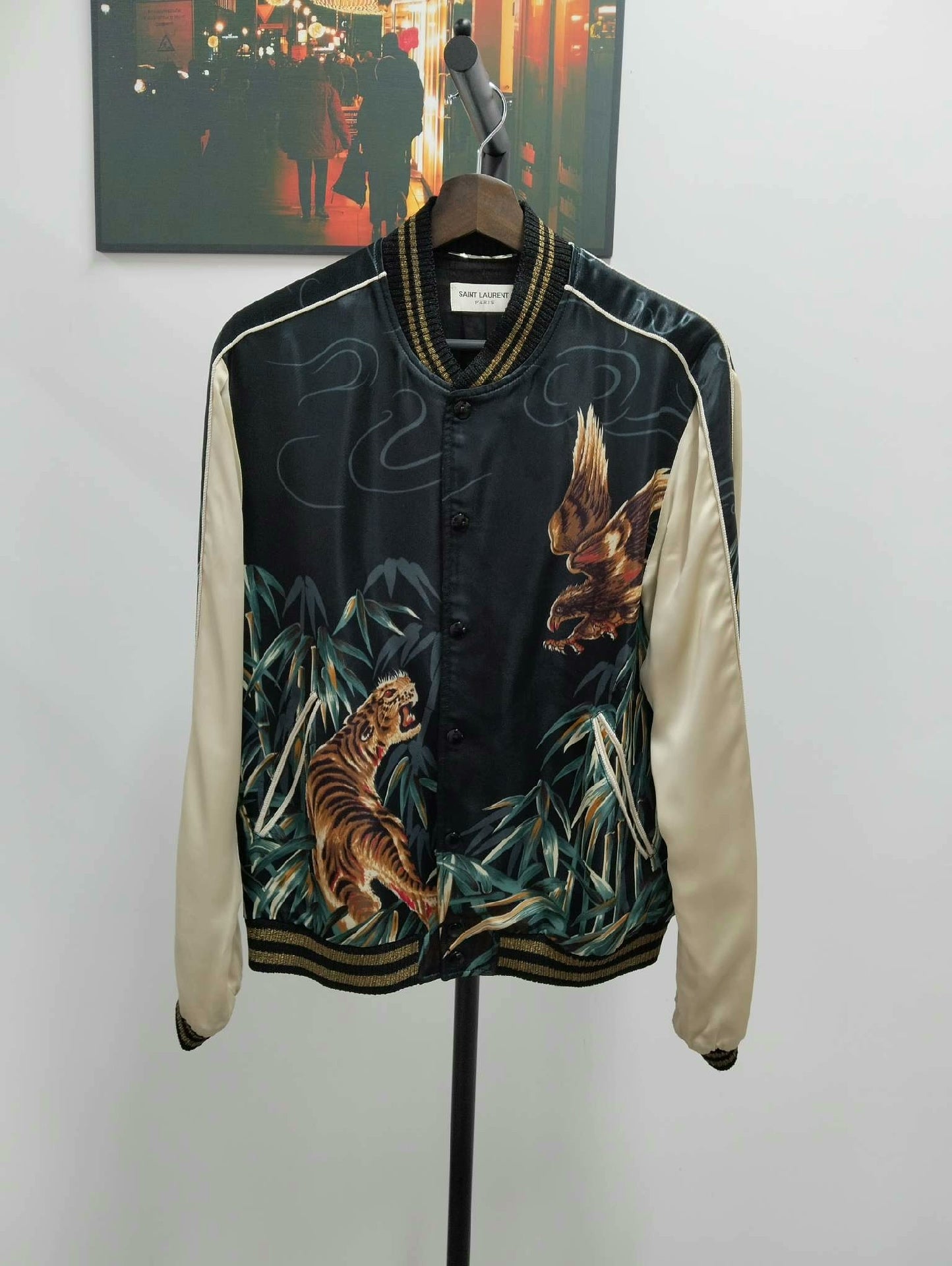Saint Laurent Tiger Eagle Embroidered Bomber Jacket