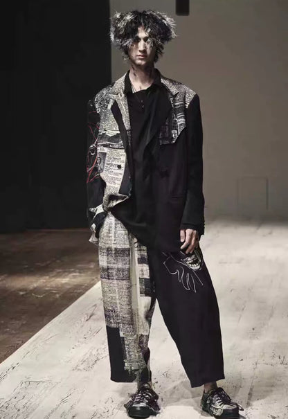 Yohji Yamamoto Newspaper Print Jacket