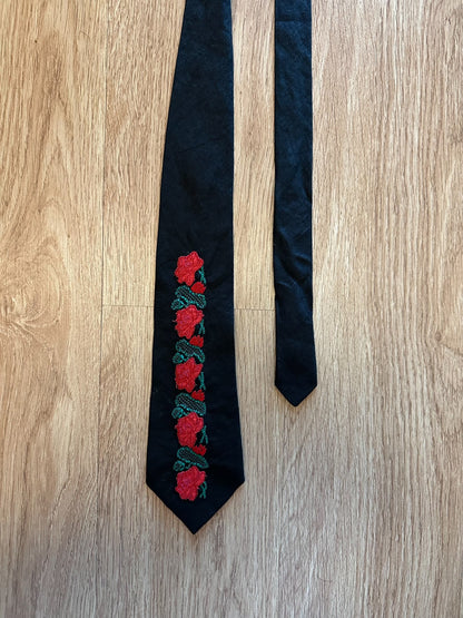 Yohji Yamamoto 98ss Rose Embroidery Wool Tie