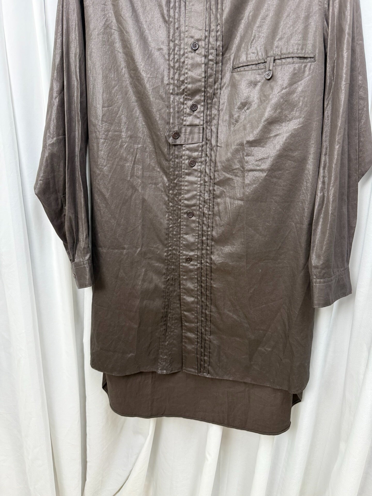Yohji Yamamoto Pour Homme Coated Waxed Crinkled Shirt