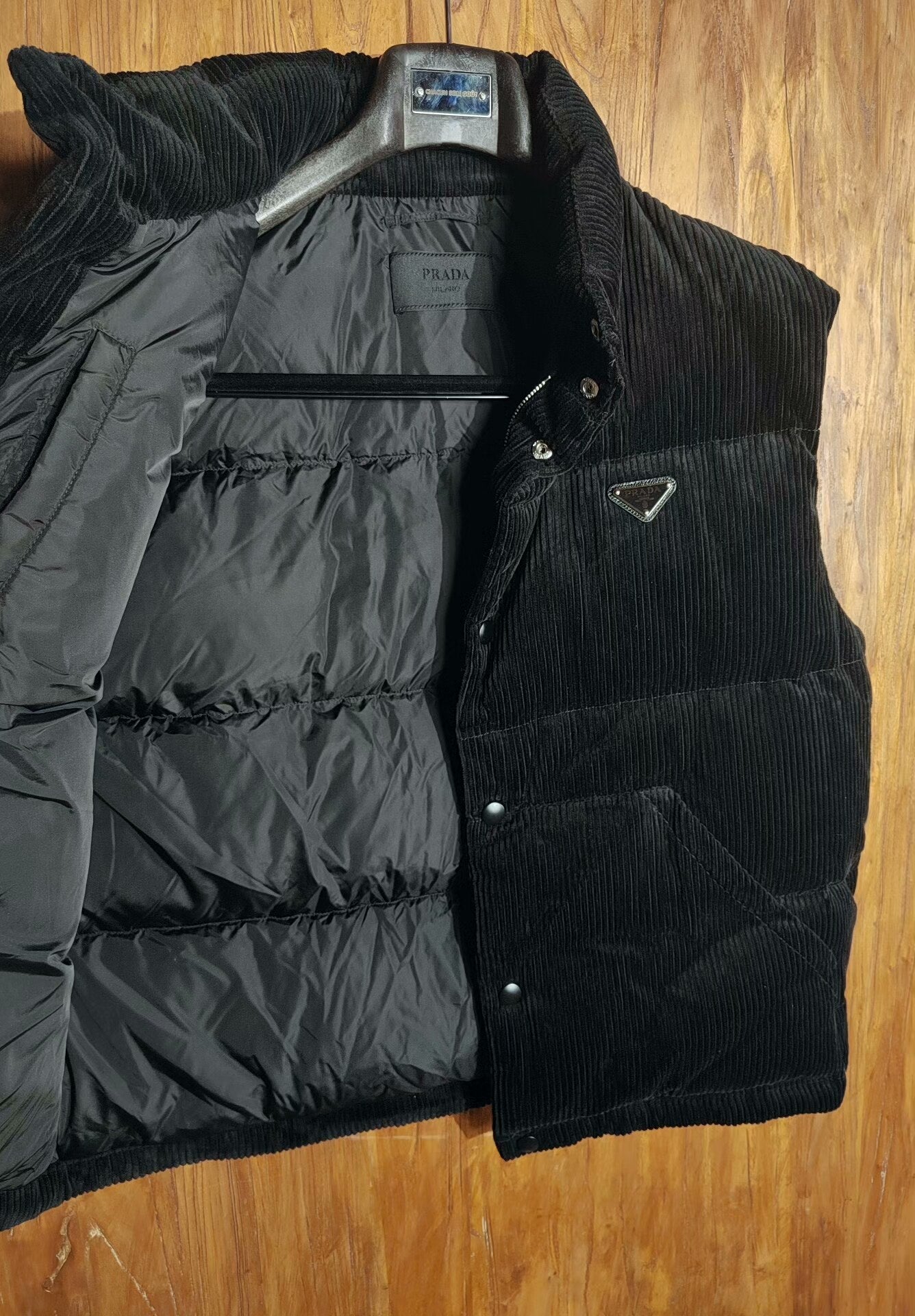 PRADA Black Corduroy Down Vest