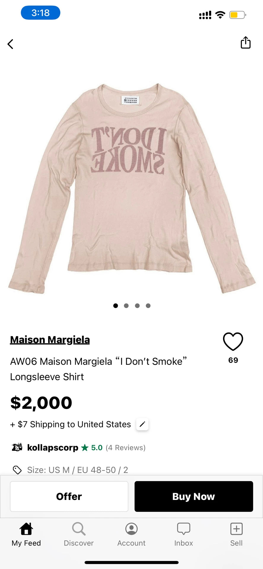 martin margiela long sleeve fitted top