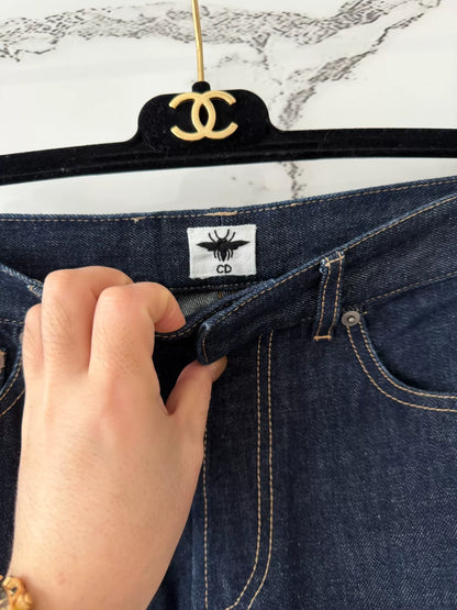 dior blue printed denim pants