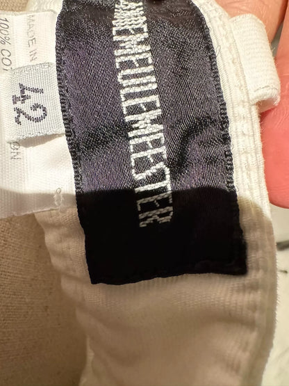 unique white pleated denim trousers