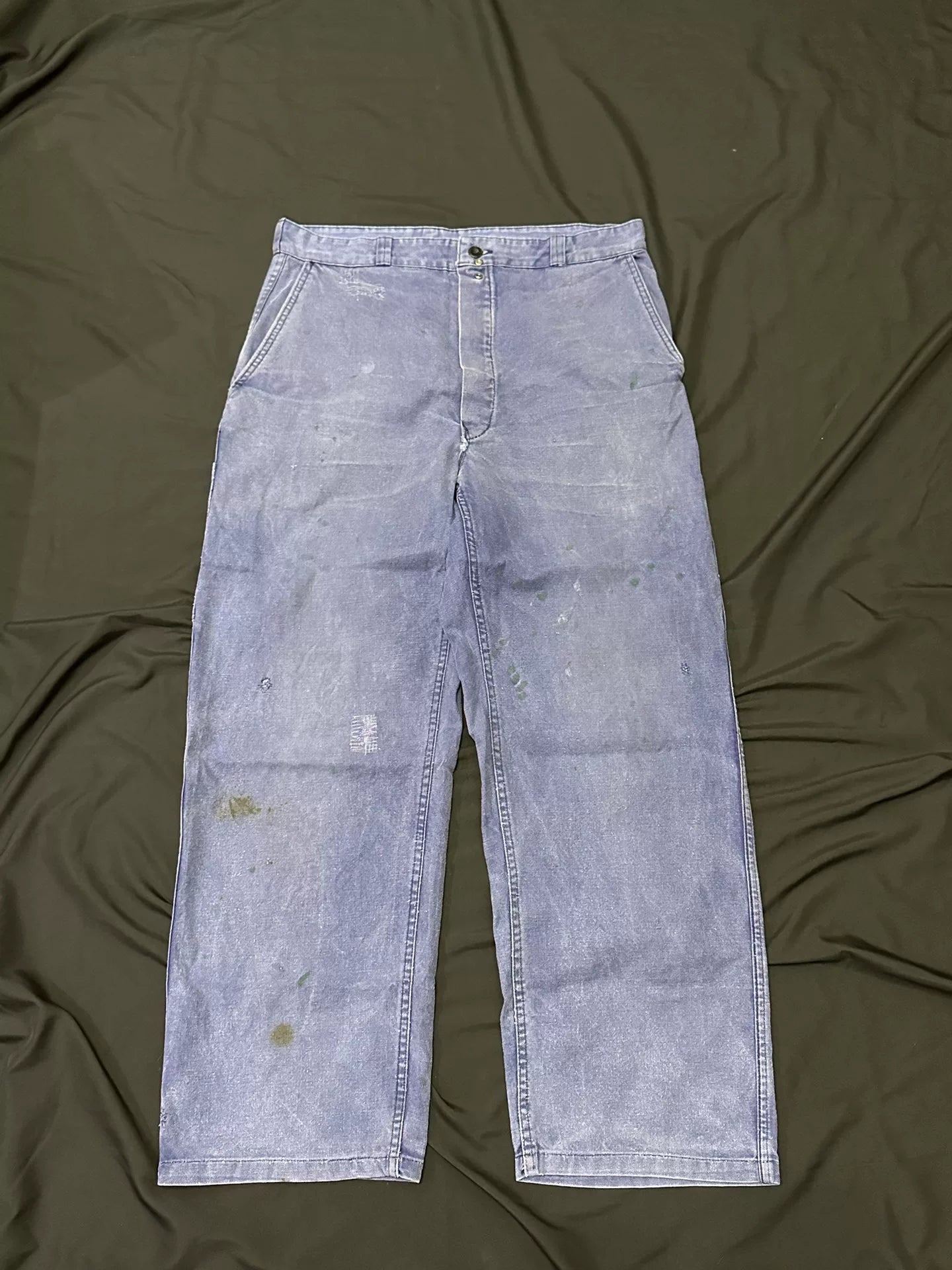 vintage 50s French Work Pants with Distressed Details