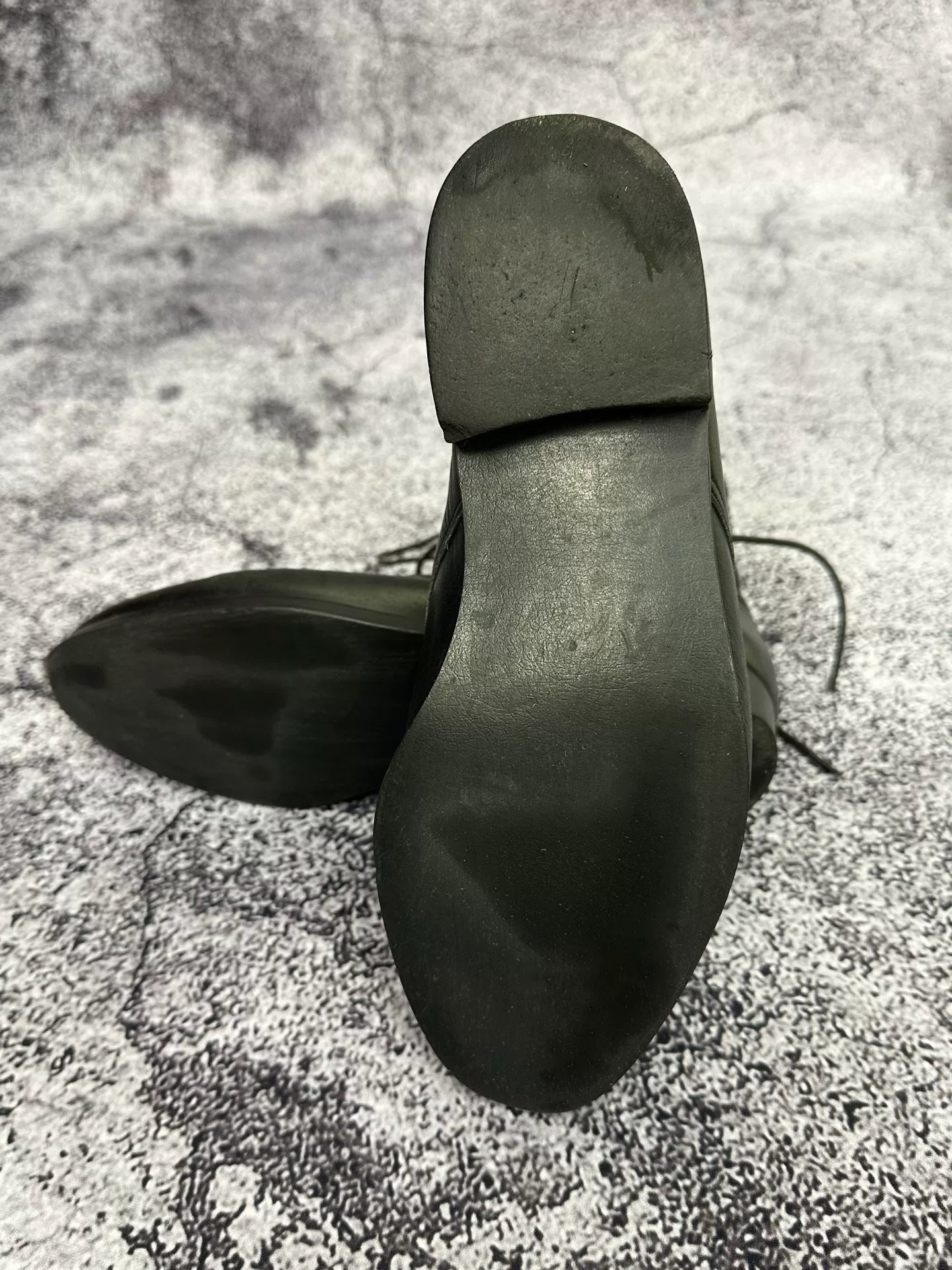 Black Leather Ankle Military Boots