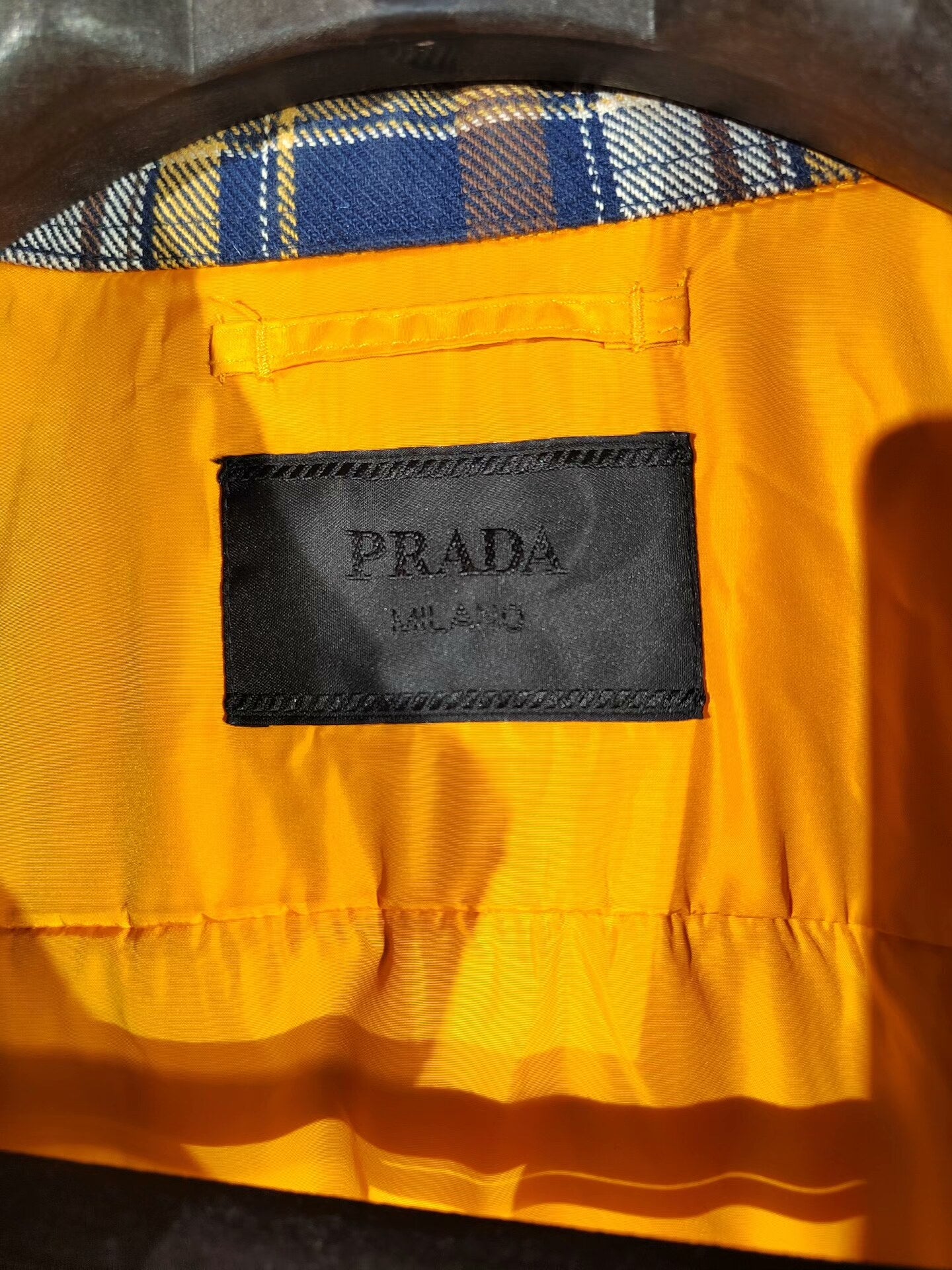 PRADA Plaid Shirt Jacket with Orange Lining