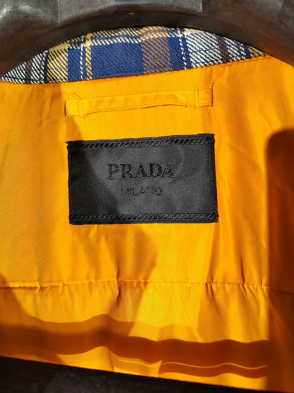 PRADA Plaid Shirt Jacket with Orange Lining