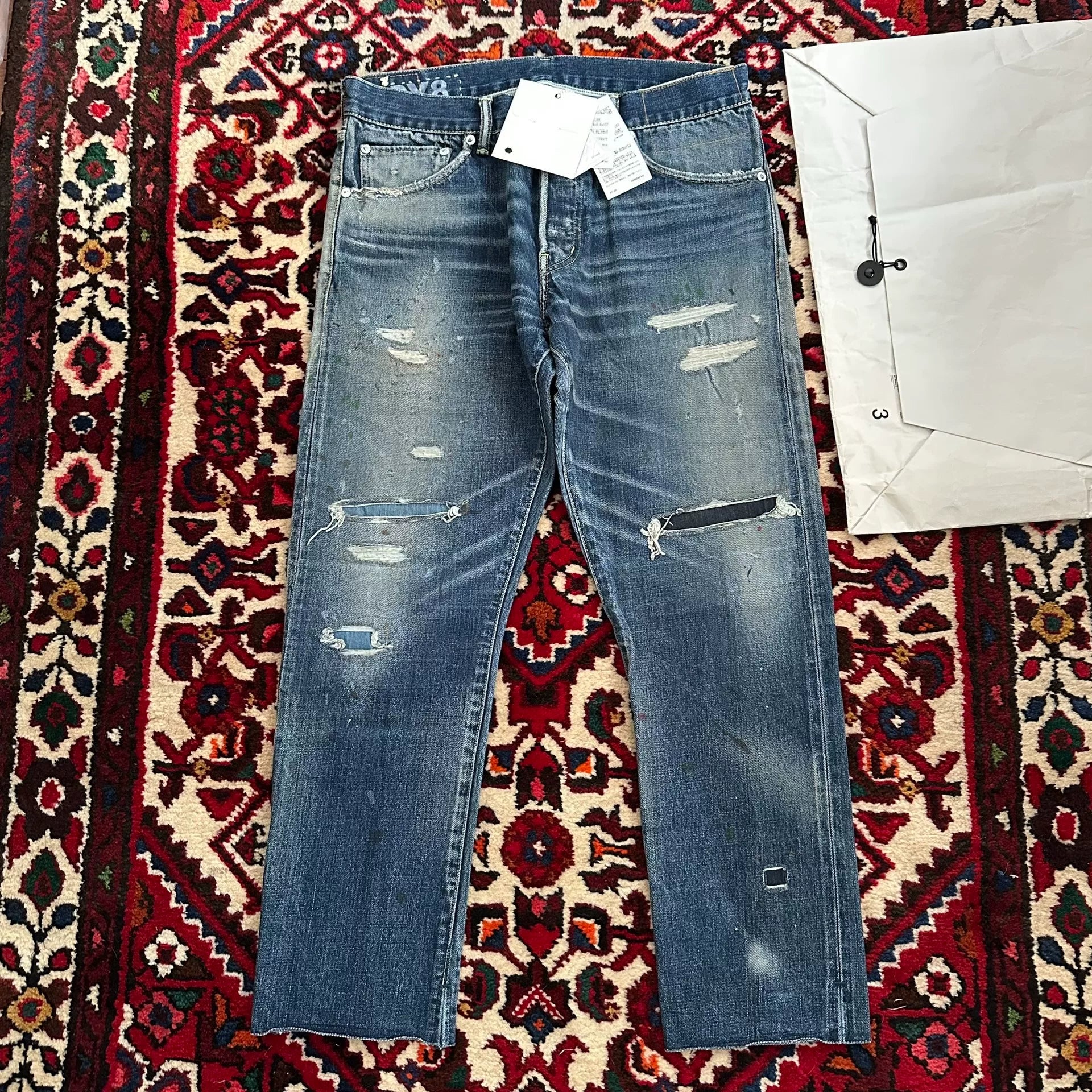 visvim dry8 distressed denim pants size 3