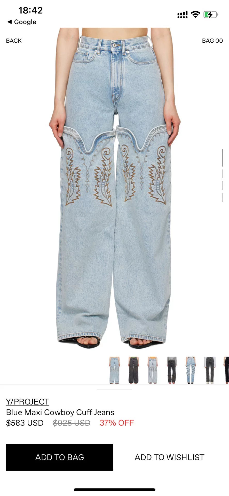 Y Project Cowboy Cuff Embroidered Jeans