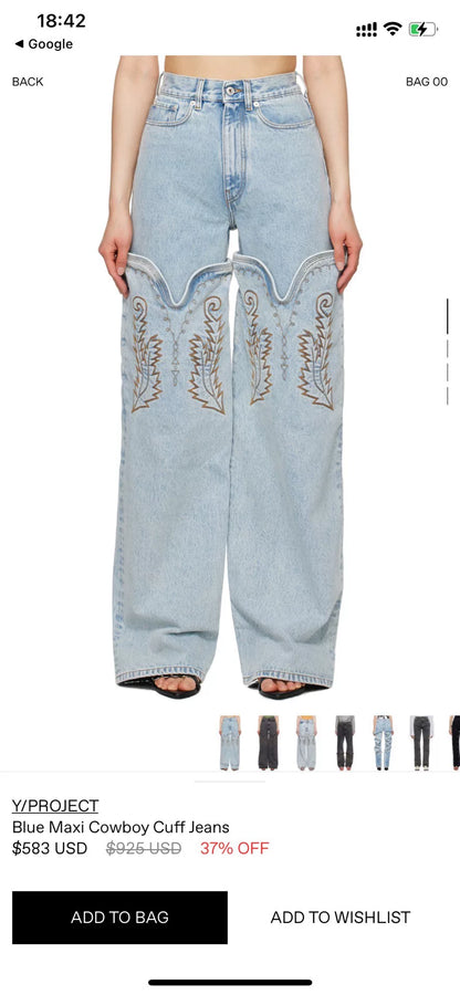 Y Project Cowboy Cuff Embroidered Jeans